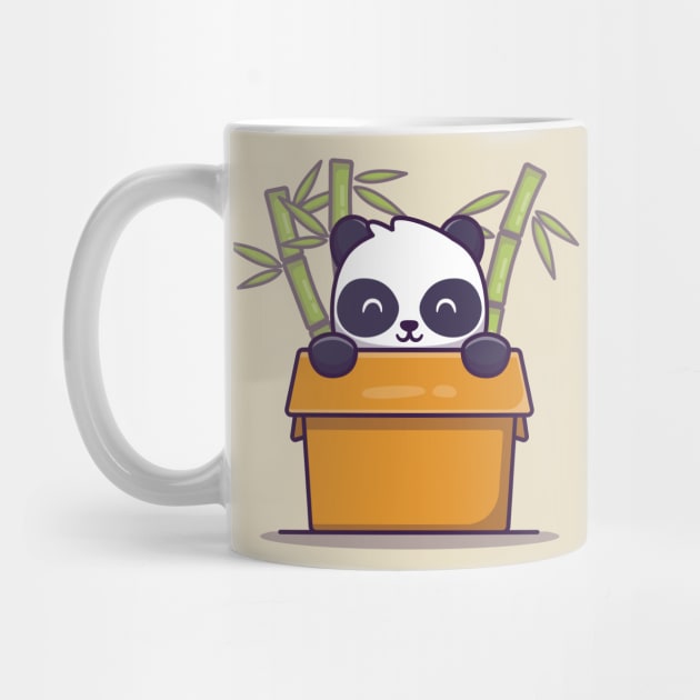 Cute Panda In Box With Bamboo by Catalyst Labs